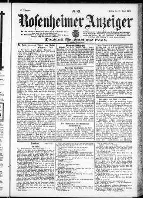 Rosenheimer Anzeiger Freitag 12. April 1901