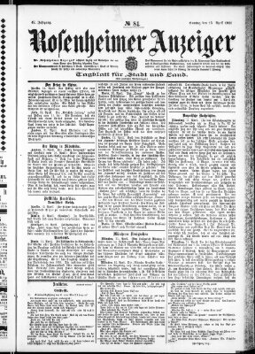 Rosenheimer Anzeiger Samstag 13. April 1901