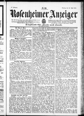 Rosenheimer Anzeiger Sonntag 14. April 1901