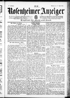 Rosenheimer Anzeiger Mittwoch 17. April 1901