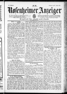 Rosenheimer Anzeiger Samstag 27. April 1901