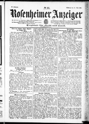 Rosenheimer Anzeiger Mittwoch 15. Mai 1901