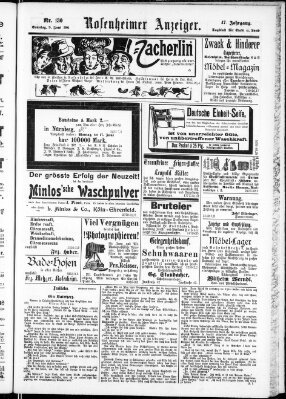 Rosenheimer Anzeiger Sonntag 9. Juni 1901