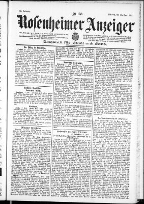 Rosenheimer Anzeiger Mittwoch 19. Juni 1901