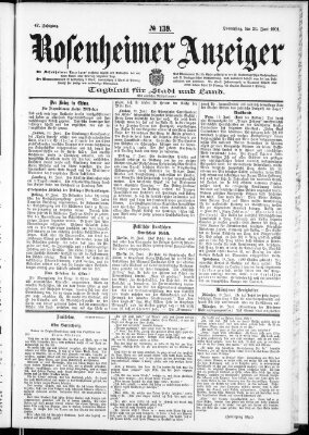 Rosenheimer Anzeiger Donnerstag 20. Juni 1901