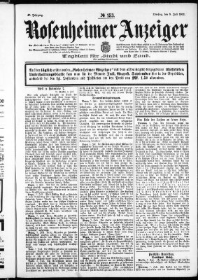 Rosenheimer Anzeiger Dienstag 9. Juli 1901