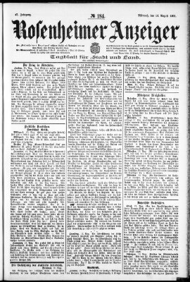 Rosenheimer Anzeiger Mittwoch 14. August 1901