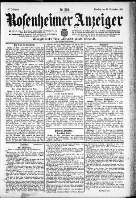 Rosenheimer Anzeiger Samstag 21. September 1901