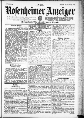 Rosenheimer Anzeiger Mittwoch 9. Oktober 1901