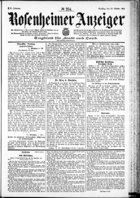 Rosenheimer Anzeiger Samstag 12. Oktober 1901