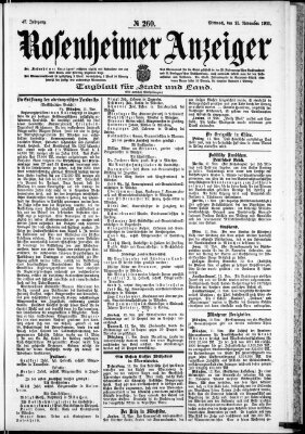 Rosenheimer Anzeiger Mittwoch 13. November 1901