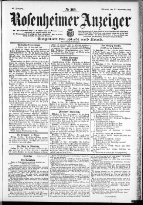 Rosenheimer Anzeiger Mittwoch 20. November 1901