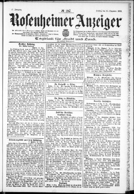 Rosenheimer Anzeiger Samstag 14. Dezember 1901