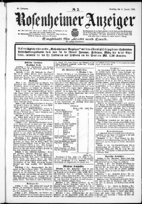 Rosenheimer Anzeiger Samstag 4. Januar 1902