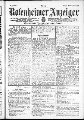 Rosenheimer Anzeiger Samstag 18. Januar 1902