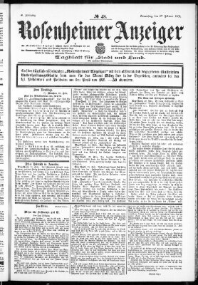 Rosenheimer Anzeiger Donnerstag 27. Februar 1902