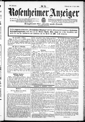 Rosenheimer Anzeiger Mittwoch 2. April 1902