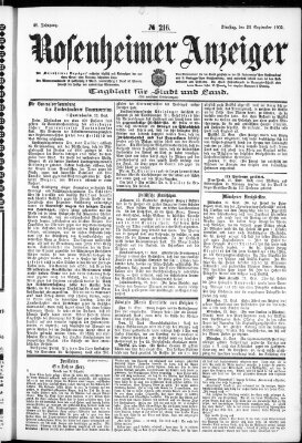 Rosenheimer Anzeiger Dienstag 23. September 1902