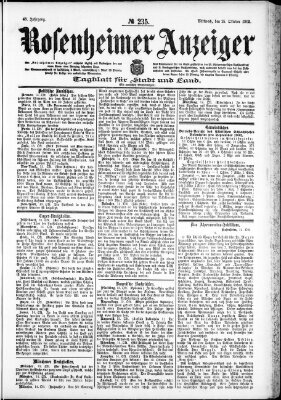 Rosenheimer Anzeiger Mittwoch 15. Oktober 1902