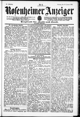 Rosenheimer Anzeiger Sonntag 11. Januar 1903