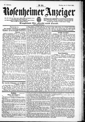 Rosenheimer Anzeiger Sonntag 19. April 1903