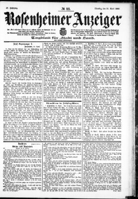 Rosenheimer Anzeiger Dienstag 21. April 1903