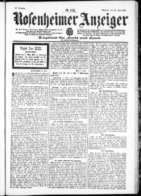 Rosenheimer Anzeiger Mittwoch 22. Juli 1903