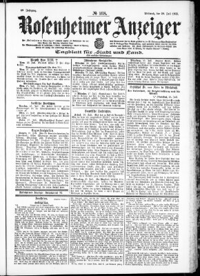 Rosenheimer Anzeiger Mittwoch 29. Juli 1903