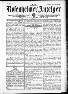 Rosenheimer Anzeiger Donnerstag 20. August 1903