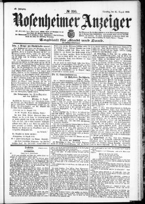 Rosenheimer Anzeiger Dienstag 25. August 1903