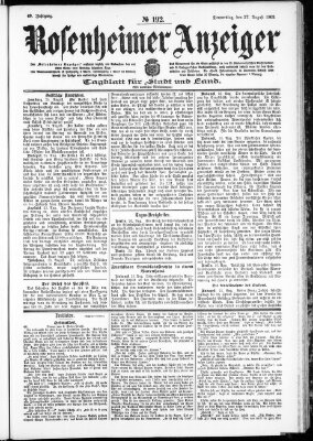 Rosenheimer Anzeiger Donnerstag 27. August 1903