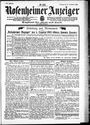 Rosenheimer Anzeiger Sonntag 20. September 1903