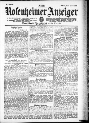 Rosenheimer Anzeiger Mittwoch 7. Oktober 1903