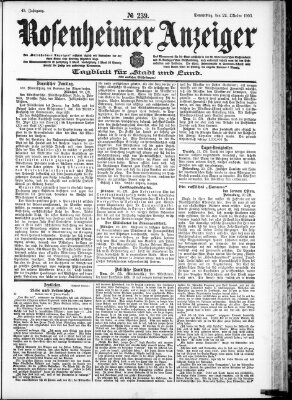 Rosenheimer Anzeiger Donnerstag 22. Oktober 1903