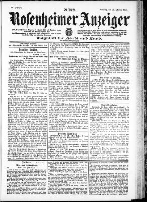 Rosenheimer Anzeiger Sonntag 25. Oktober 1903