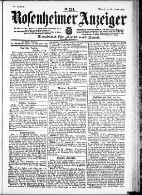 Rosenheimer Anzeiger Mittwoch 28. Oktober 1903