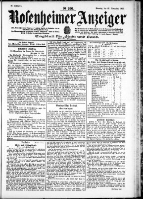 Rosenheimer Anzeiger Sonntag 22. November 1903