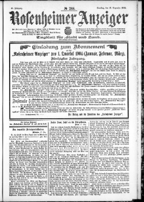 Rosenheimer Anzeiger Samstag 19. Dezember 1903