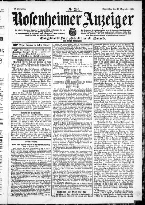 Rosenheimer Anzeiger Donnerstag 31. Dezember 1903