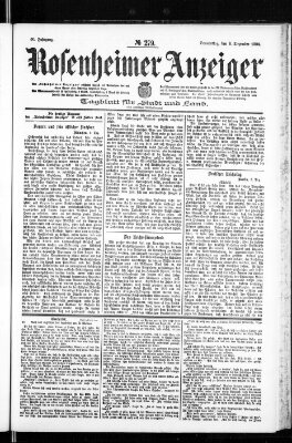 Rosenheimer Anzeiger Donnerstag 8. Dezember 1904