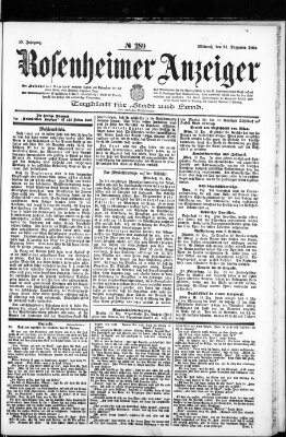 Rosenheimer Anzeiger Mittwoch 21. Dezember 1904