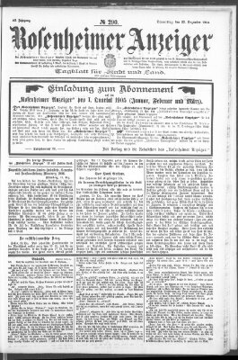 Rosenheimer Anzeiger Donnerstag 22. Dezember 1904