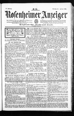 Rosenheimer Anzeiger Mittwoch 1. Februar 1905