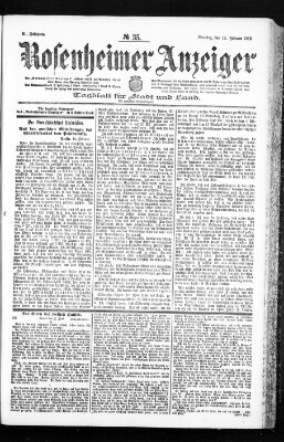 Rosenheimer Anzeiger Sonntag 12. Februar 1905