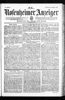 Rosenheimer Anzeiger Mittwoch 22. Februar 1905