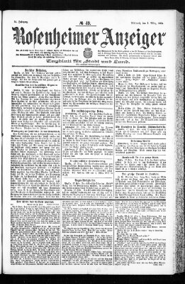 Rosenheimer Anzeiger Mittwoch 1. März 1905