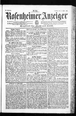 Rosenheimer Anzeiger Dienstag 11. April 1905