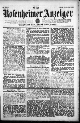 Rosenheimer Anzeiger Mittwoch 21. Juni 1905