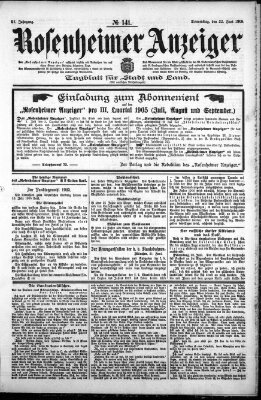 Rosenheimer Anzeiger Donnerstag 22. Juni 1905