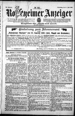 Rosenheimer Anzeiger Donnerstag 29. Juni 1905